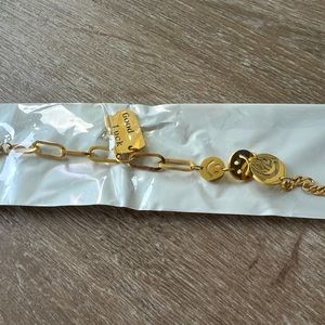 Cute Trendy Gold Plated Stainless Steel Smiley Bracelet